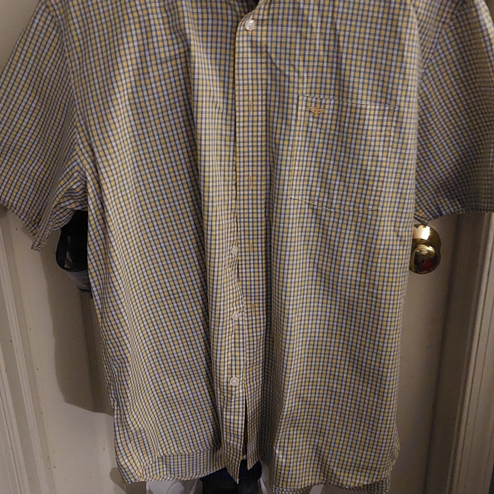 Dockers Yellow & Blue Short-Sleeve Check Button-Down Shirt